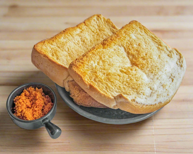 Sri Lankan roasted bread with spicy sambal.