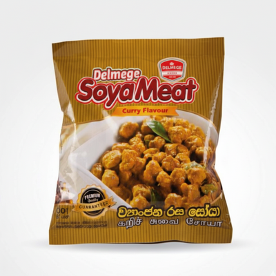 Packaged Delmege Soya Meat Curry Flavour on a white background