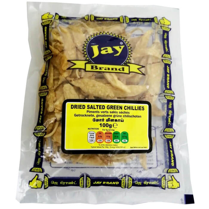 Jay Brand Dried Salted Green Chilli 100g